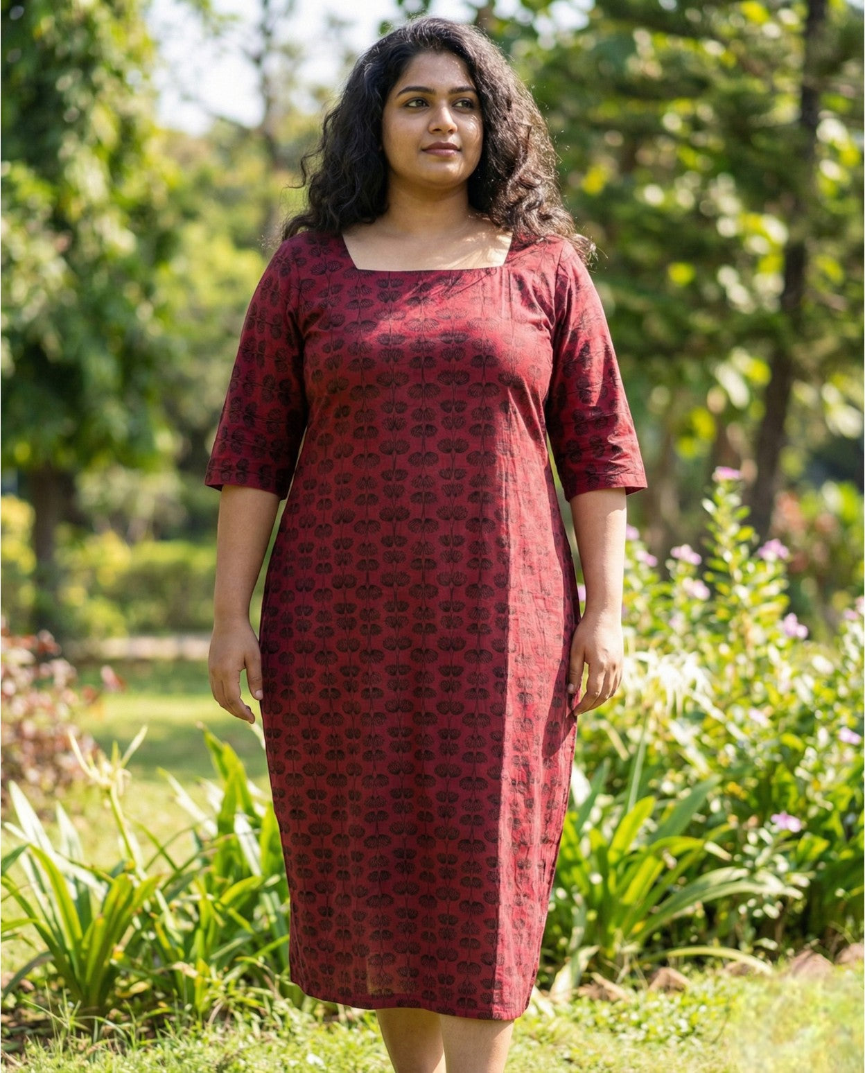 Normal sleeved A line top with long sleeves- Plus size