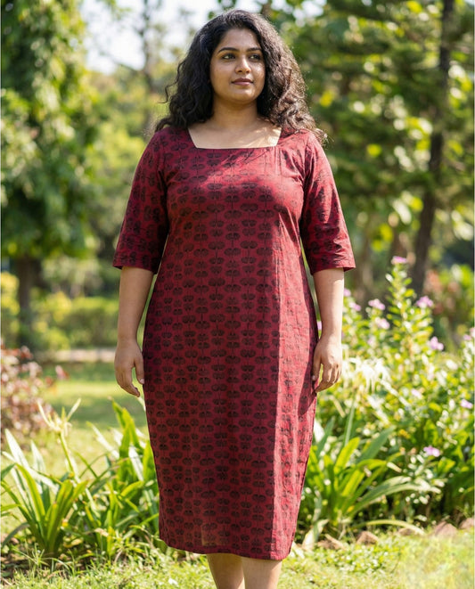 Normal sleeved A line top with long sleeves- Plus size