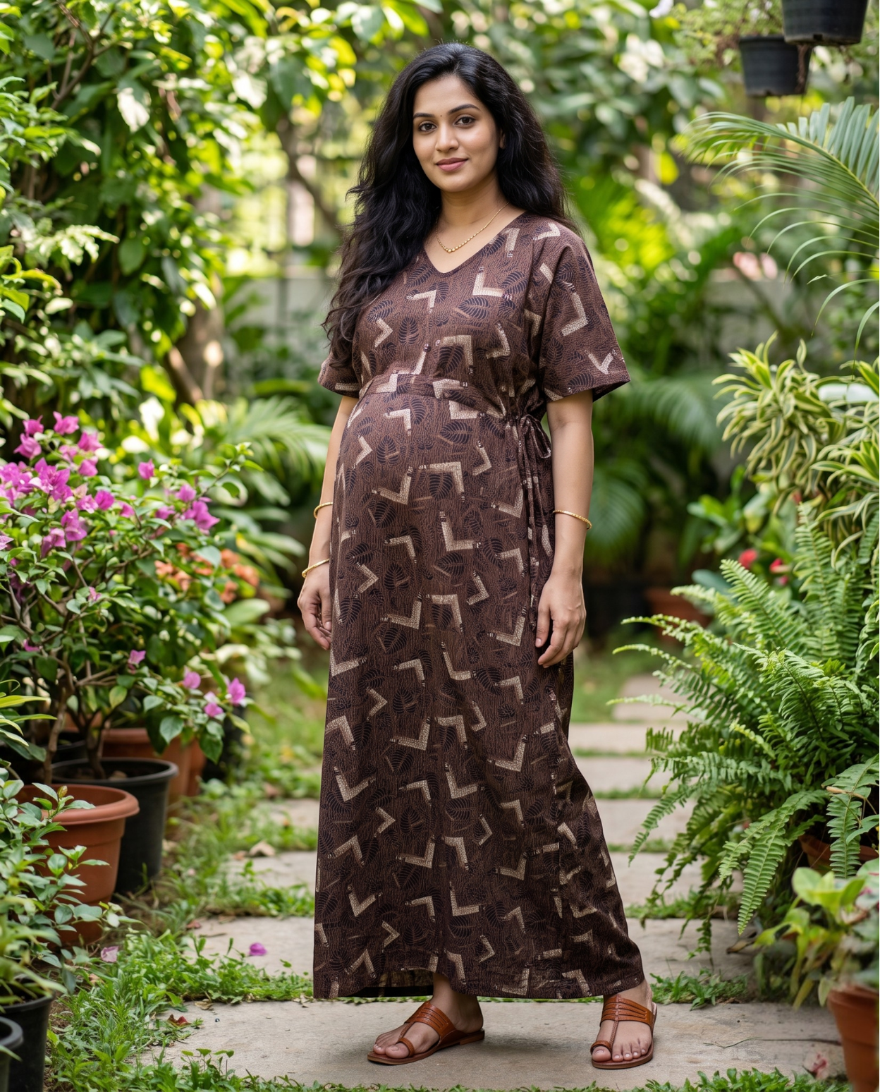 Paraiso Comfortwears premium cotton Maxi dress-Maternity Cum Feeding