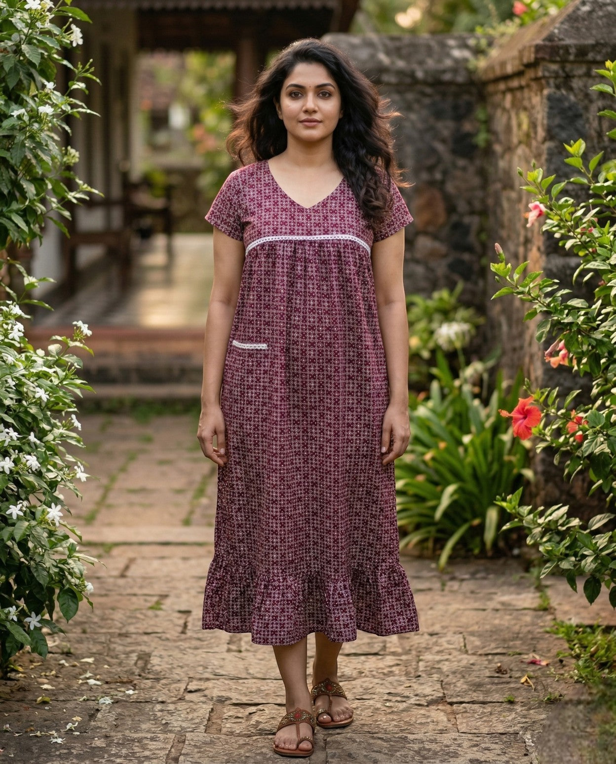 Stunning Cotton frock with lace on yoke