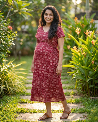 Beautiful Side Tie Frocks-Maternity Cum Feeding