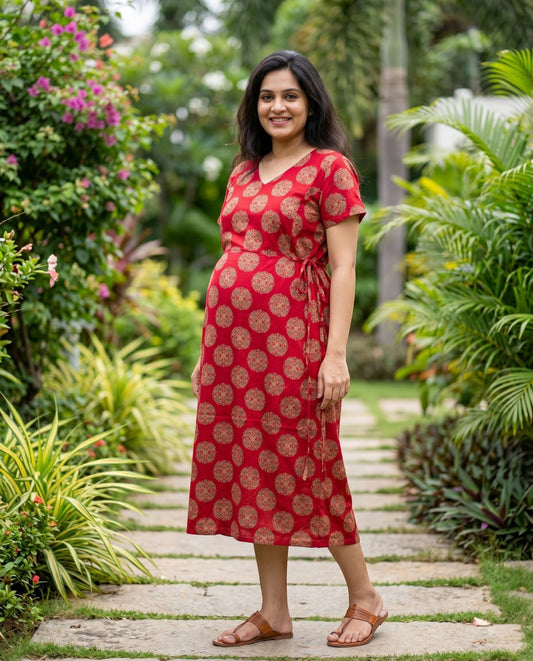 Beautiful Side Tie Frocks-Maternity Cum Feeding