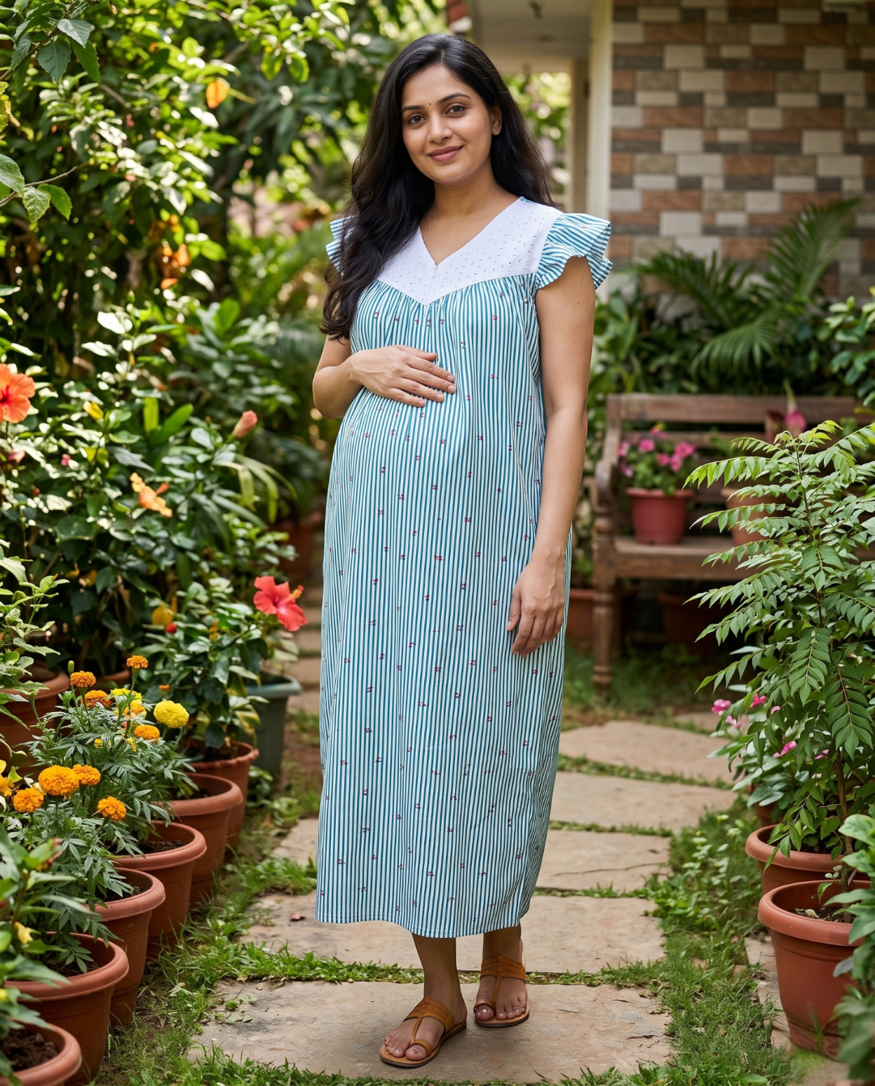 Butterfly Sleeved Frocks with Tie- Maternity cum Feeding