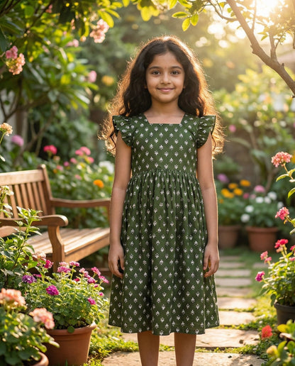 Cotton Butterfly sleeved Pretty wear for lil princess- Frocks