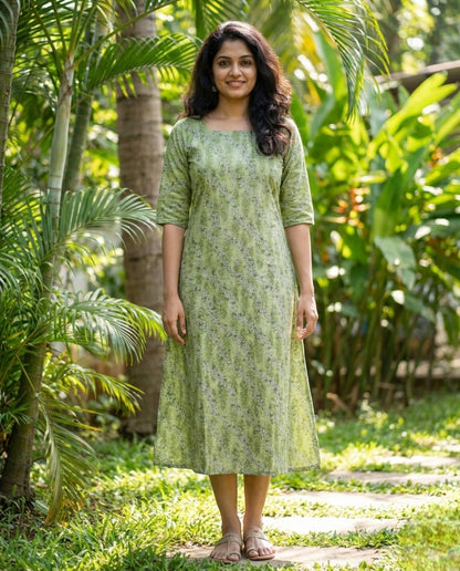 Normal sleeved A line top with long sleeves- Plus size