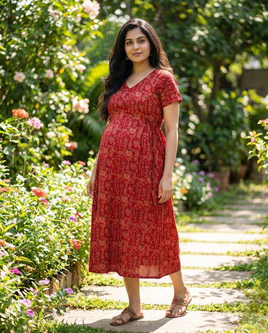 Beautiful Side Tie Frocks-Maternity Cum Feeding