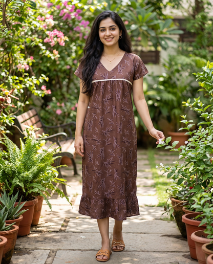Homey frocks with lace on yoke