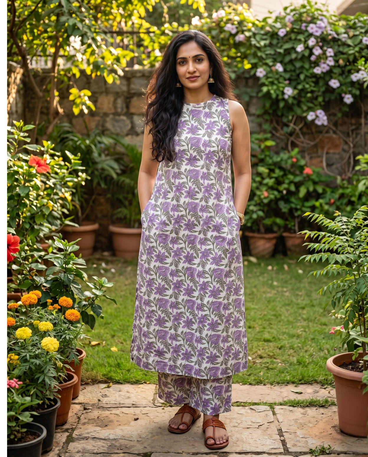 Stunning Slitted Top Straight Pant Cotton Co-ord sets