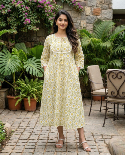 Miss Myrtle Outdoor Long Sleeve Casual Kurthi with Lace detailing