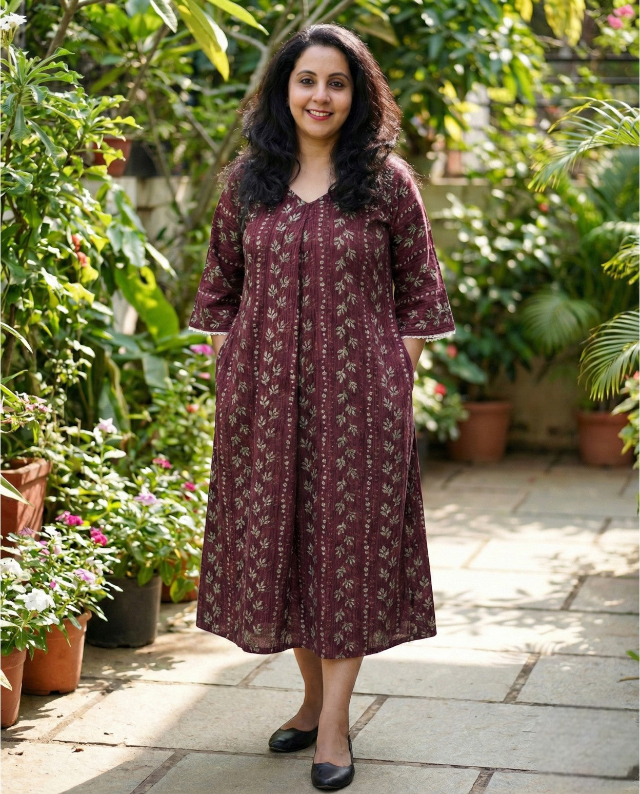 New Stylish Cotton Frock With Long Sleeves