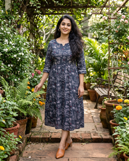 Long Sleeved Flared  Frocks