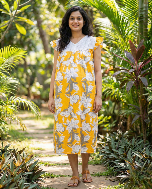 Butterfly Sleeved Maternity Cum Feeding Frock