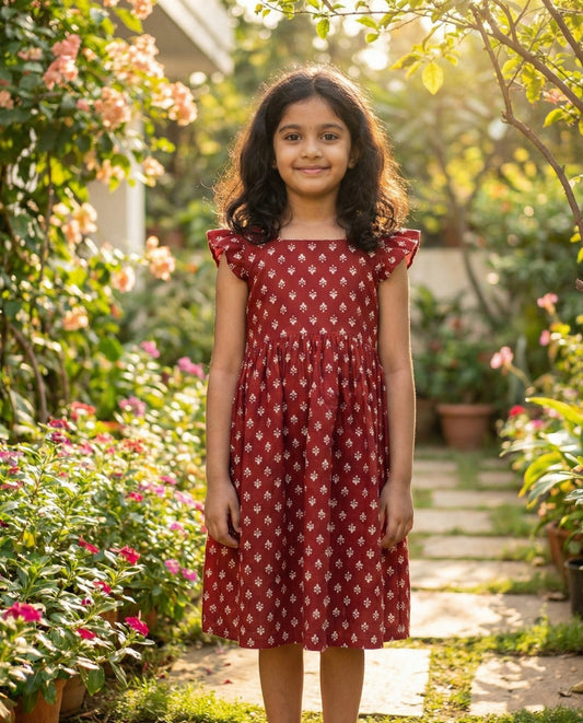 Cotton Butterfly sleeved Pretty wear for lil princess- Frocks