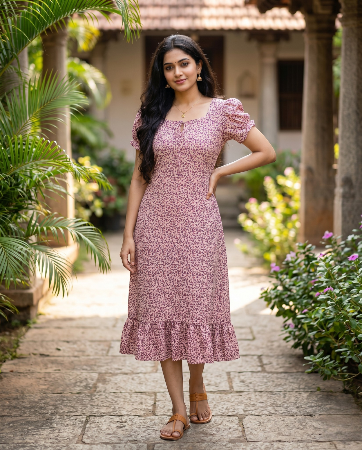 Puff Sleeved A line Frocks