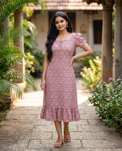 Puff Sleeved A line Frocks