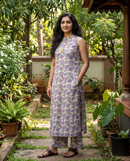 Stunning Slitted Top Straight Pant Cotton Co-ord sets