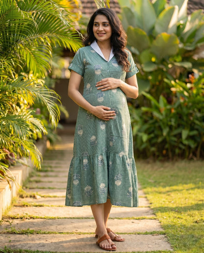 Vibrant Shawl Neck Frocks-Maternity Cum Feeding