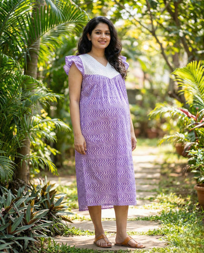 Butterfly Sleeved Maternity Cum Feeding Frock
