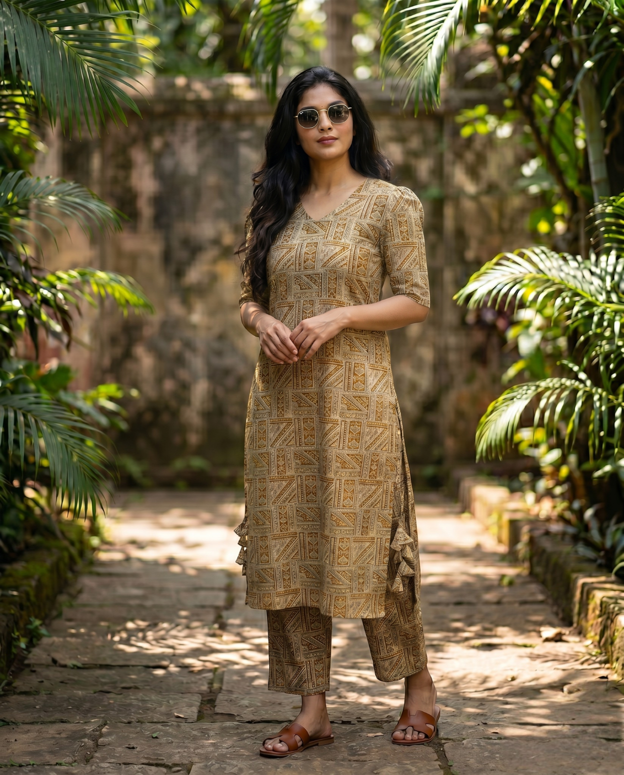 Ethnic Symmetric  Cotton Co-ord sets With Tussles