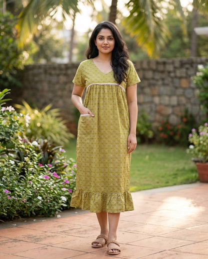 Stunning Cotton frock with lace on yoke