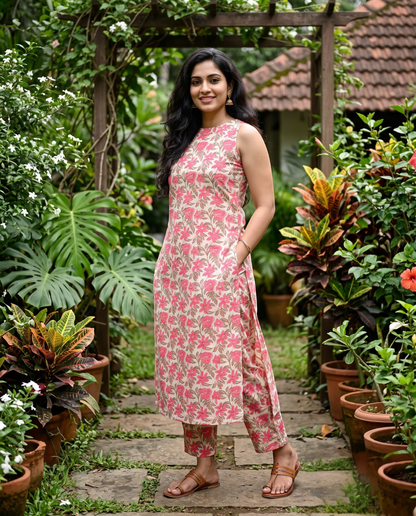 Stunning Slitted Top Straight Pant Cotton Co-ord sets