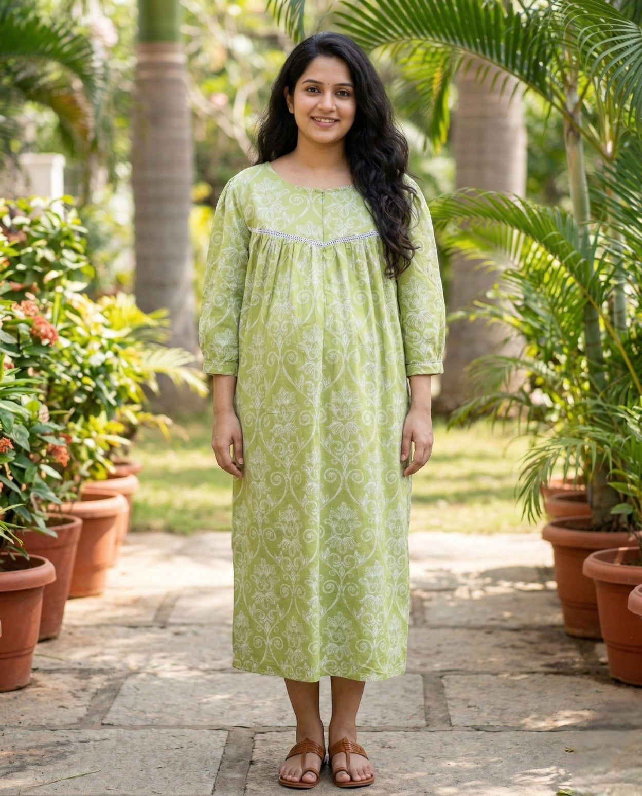 Comfy Mom and to Be Frock with Lace Detailing- Maternity Cum feeding Frocks