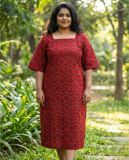 Normal sleeved A line top with long sleeves- Plus size