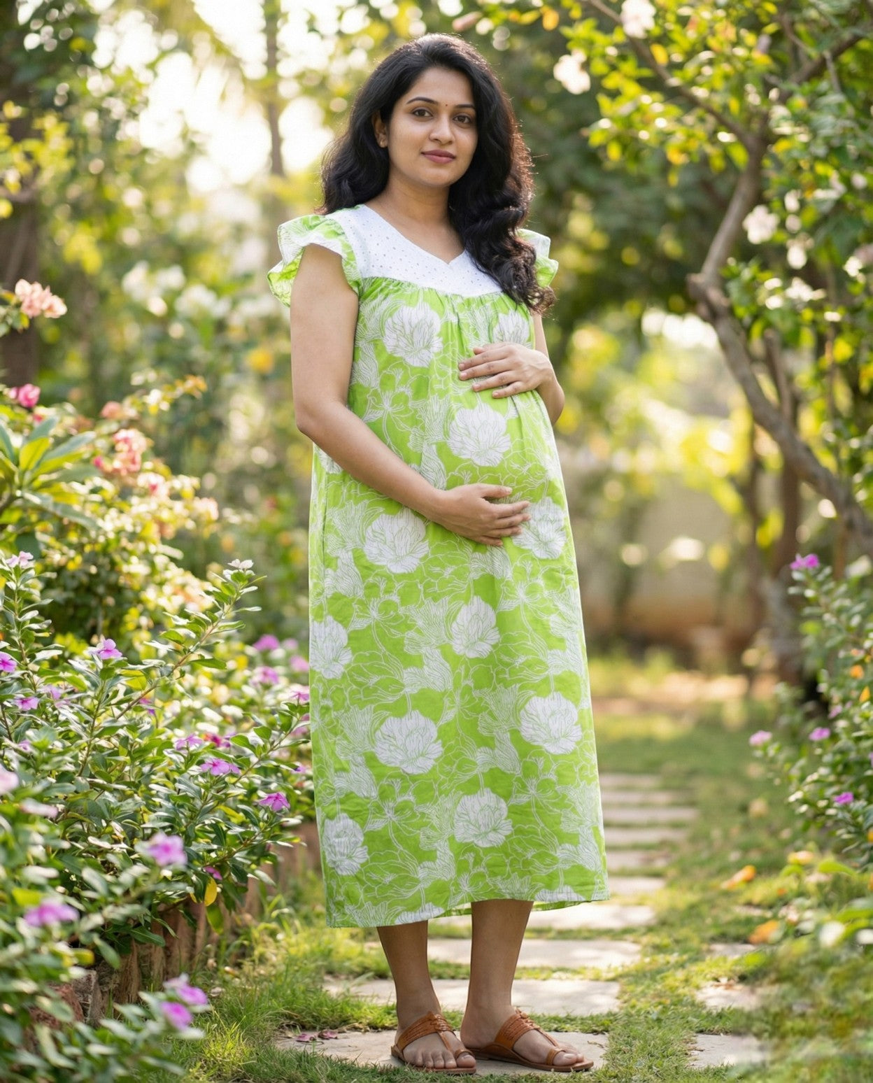 Butterfly Sleeved Maternity Cum Feeding Frock