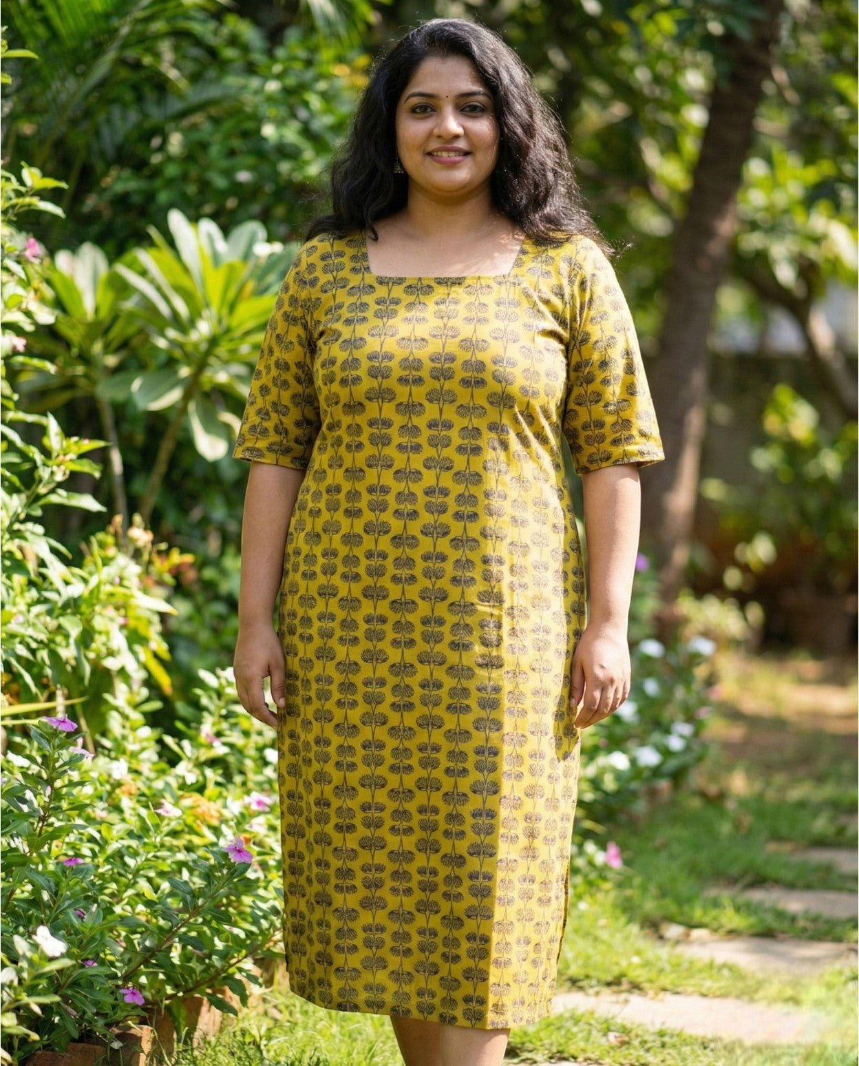 Normal sleeved A line top with long sleeves- Plus size