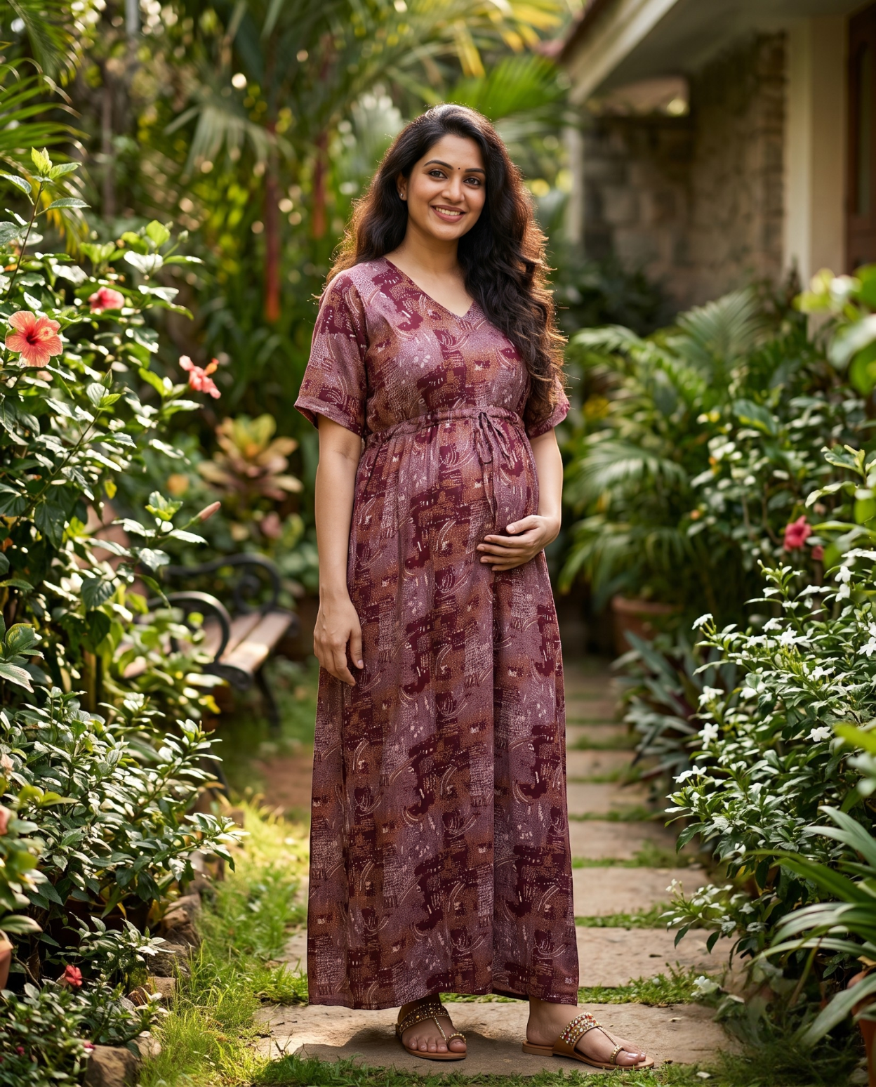 Paraiso Comfortwears premium cotton Maxi dress-Maternity Cum Feeding