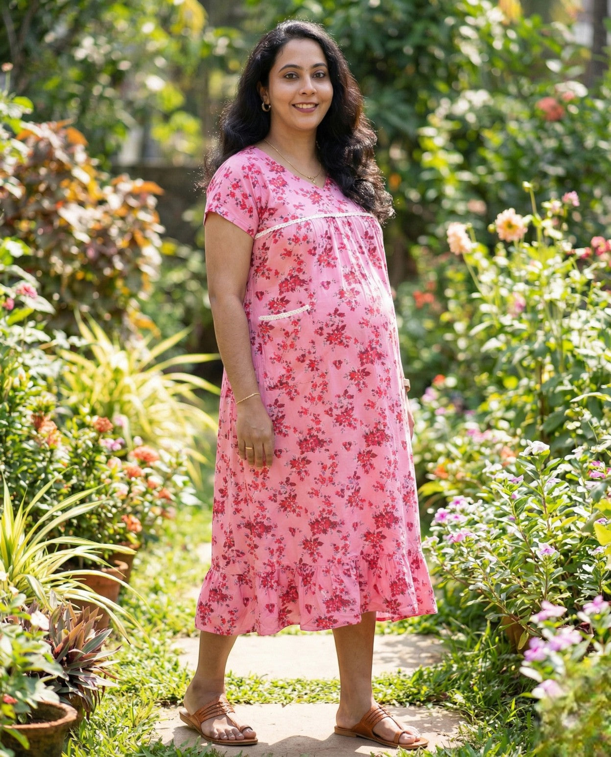 Comfy Floral Frocks with Tie- Maternity cum Feeding