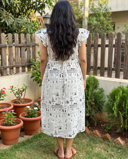 Butterfly Sleeved Frocks with Tie- Maternity cum Feeding