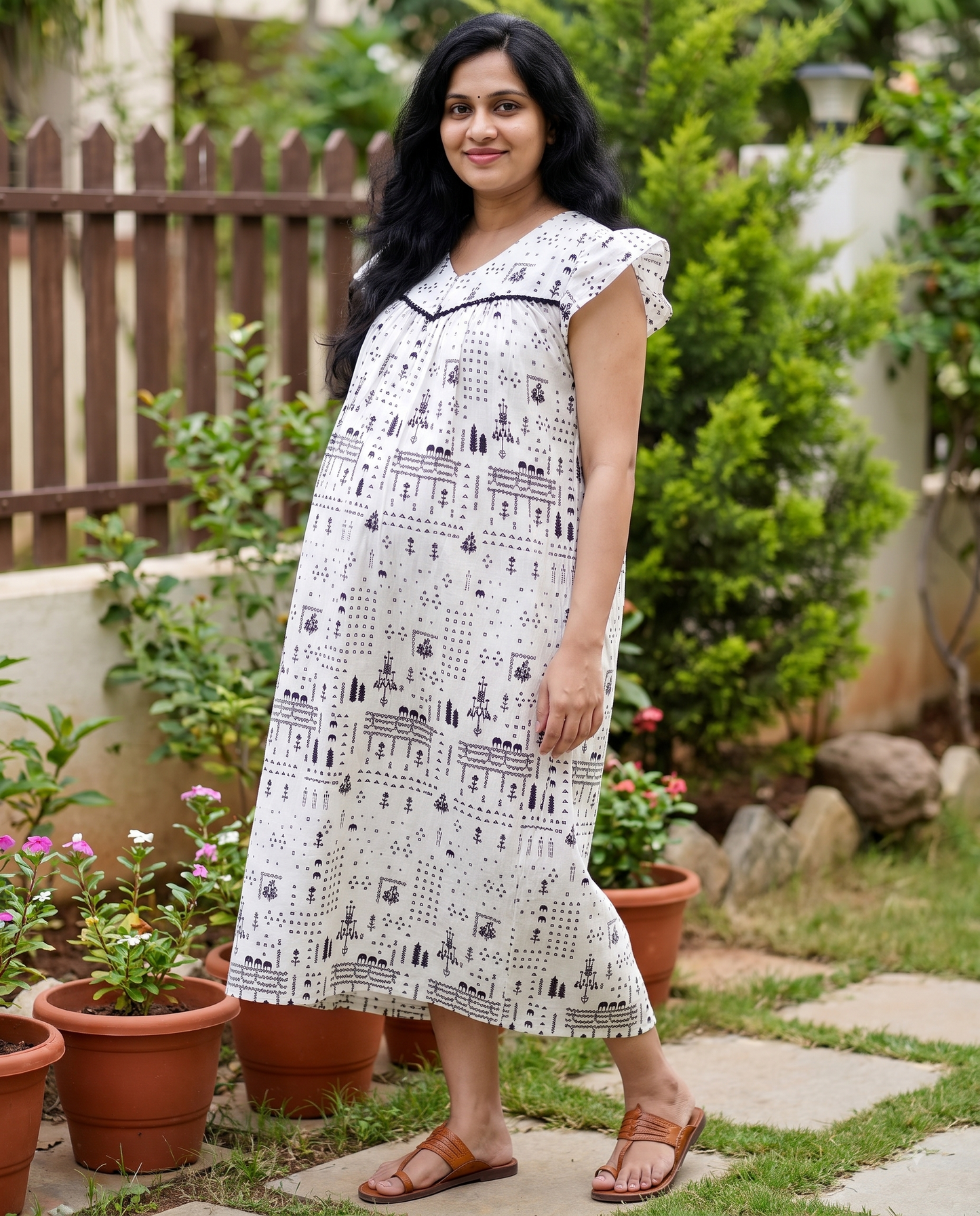 Butterfly Sleeved Frocks with Tie- Maternity cum Feeding