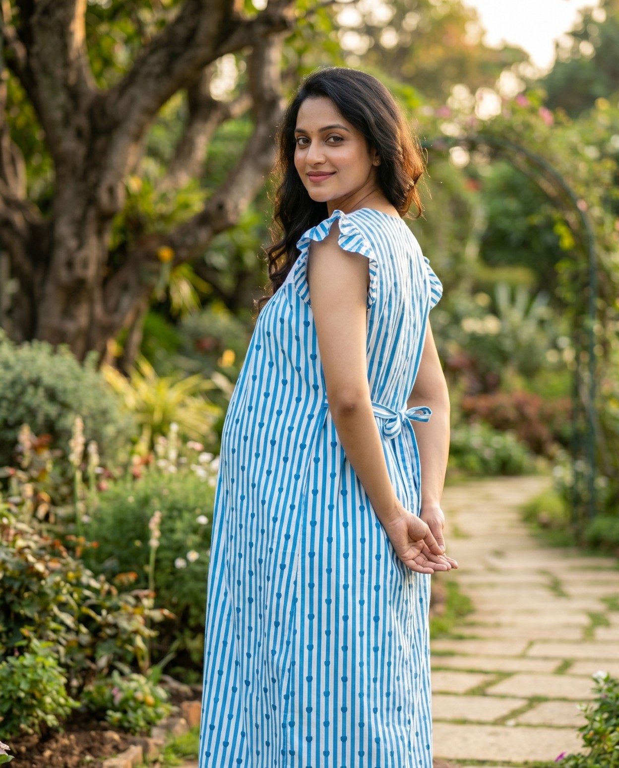 Butterfly Sleeved Frocks with Tie- Maternity cum Feeding