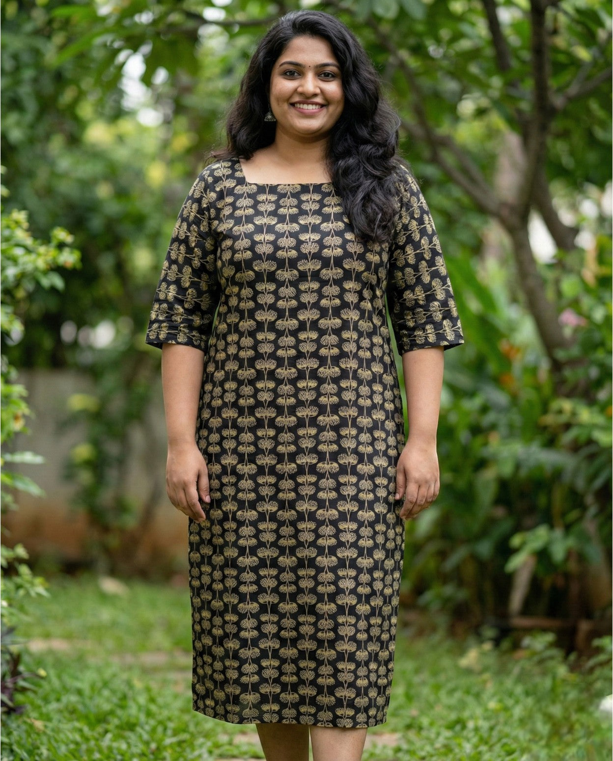 Normal sleeved A line top with long sleeves- Plus size