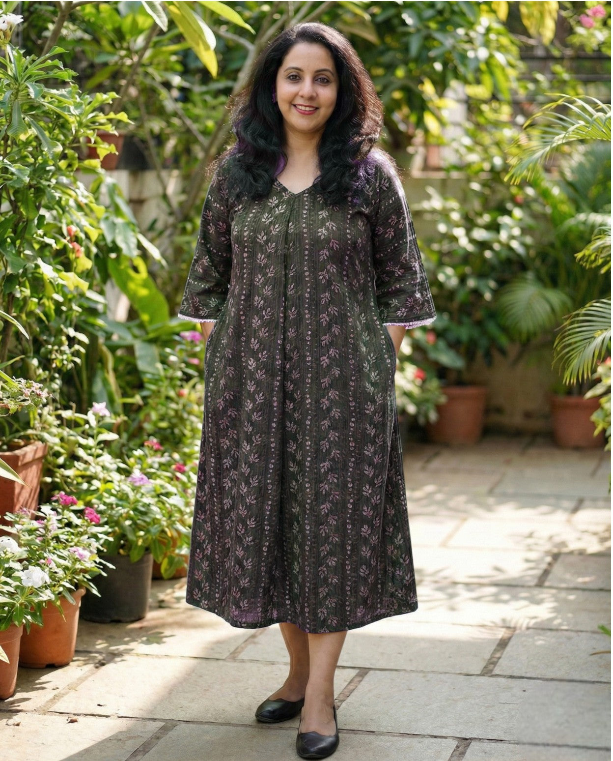 New Stylish Cotton Frock With Long Sleeves