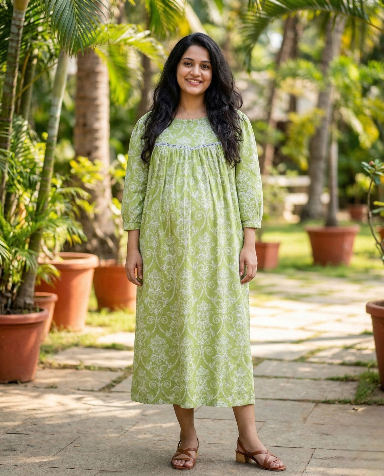 Comfy Mom and to Be Frock with Lace Detailing- Maternity Cum feeding Frocks