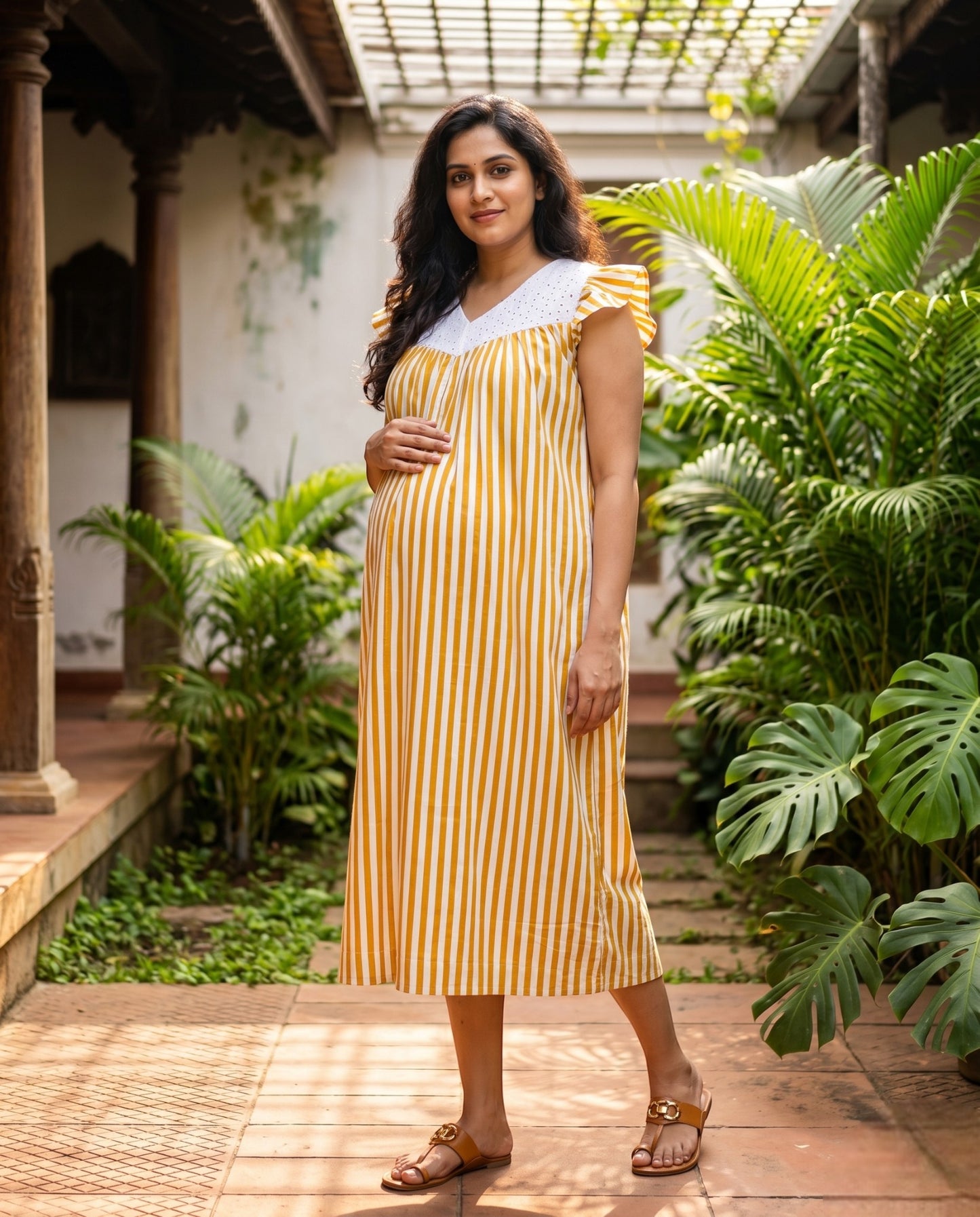 Butterfly Sleeved Frocks with Tie- Maternity cum Feeding