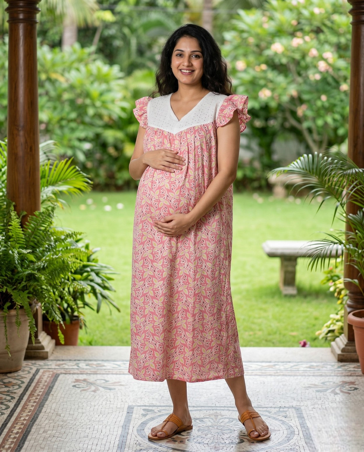 Butterfly Sleeved Frocks with Tie- Maternity cum Feeding