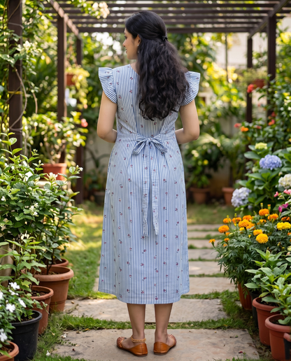 Butterfly Sleeved Frocks with Tie- Maternity cum Feeding