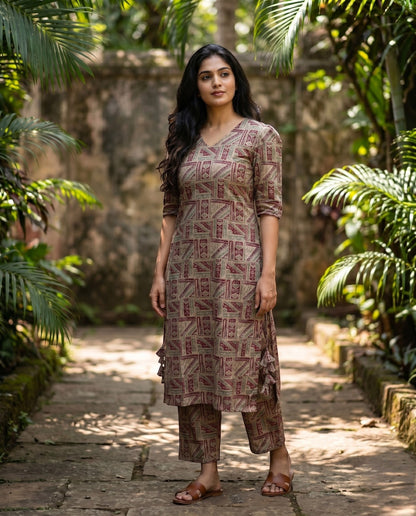 Ethnic Symmetric  Cotton Co-ord sets With Tussles