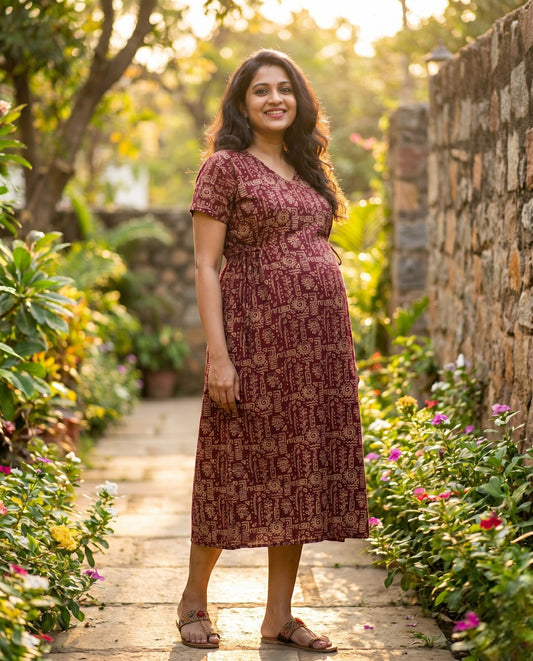 Beautiful Side Tie Frocks-Maternity Cum Feeding