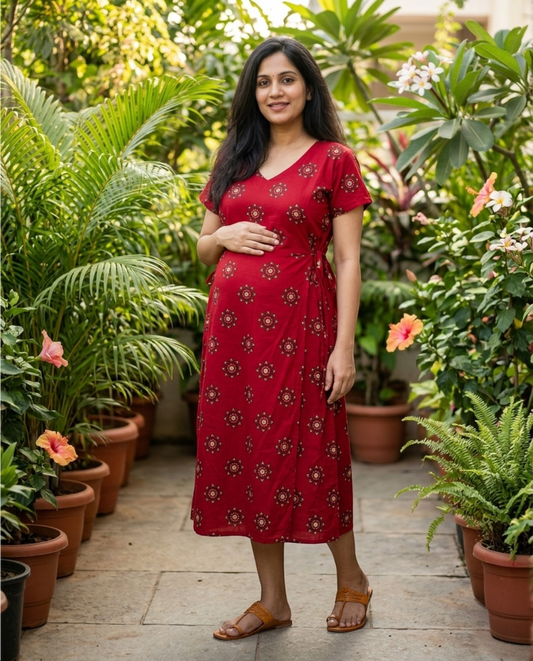 The Red Edit- Side Tie Frocks-Maternity Cum Feeding