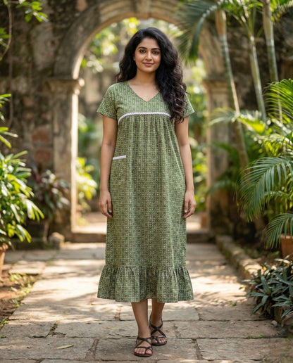 Stunning Cotton frock with lace on yoke