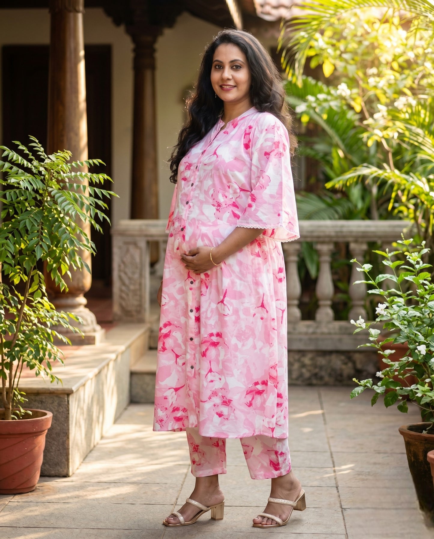 Symmetric  Cotton Co-ord sets With Feeding Support