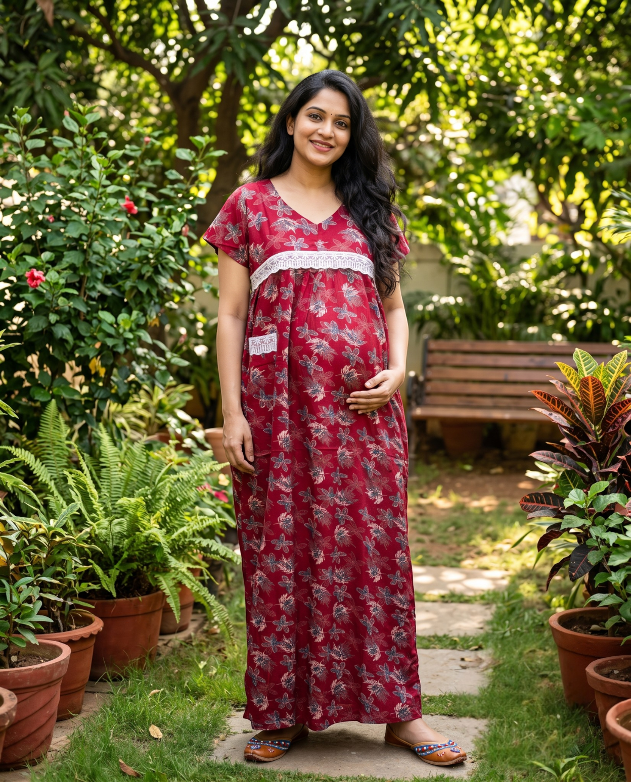 Paraiso Premium V-Neck Full length Maxi Wear-Maternity cum Feeding