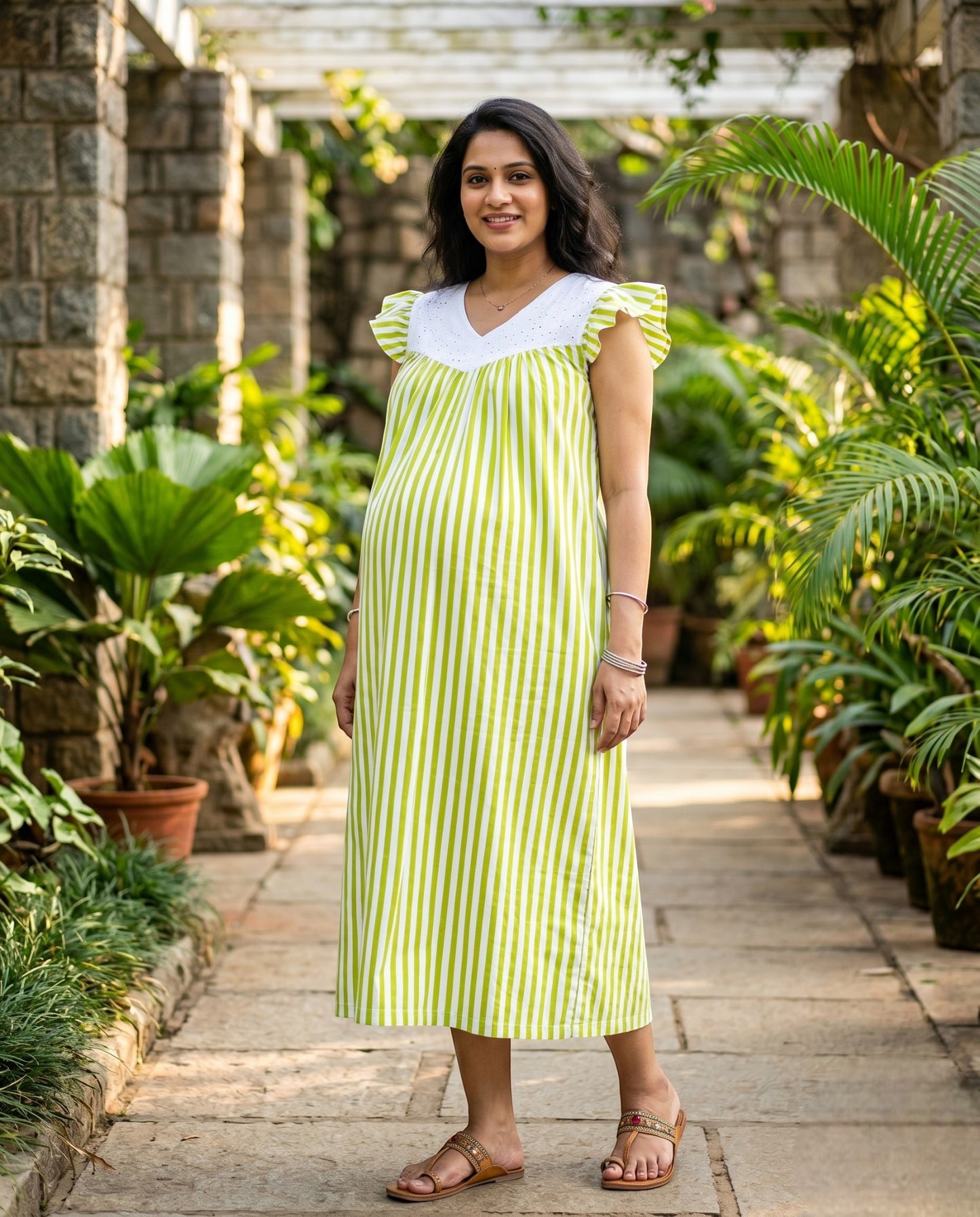 Butterfly Sleeved Frocks with Tie- Maternity cum Feeding