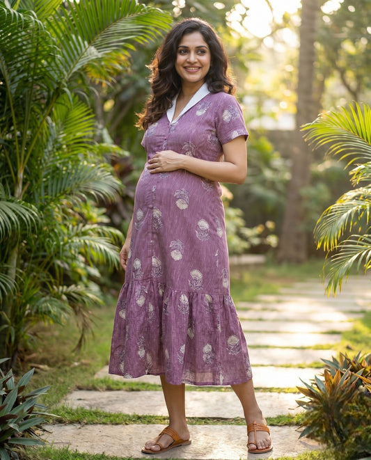 Vibrant Shawl Neck Frocks-Maternity Cum Feeding