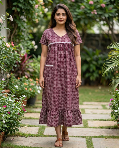 Stunning Cotton frock with lace on yoke