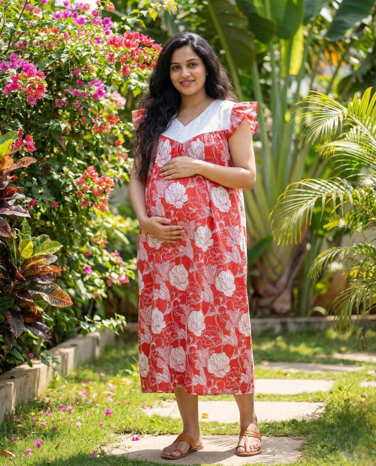 Butterfly Sleeved Maternity Cum Feeding Frock